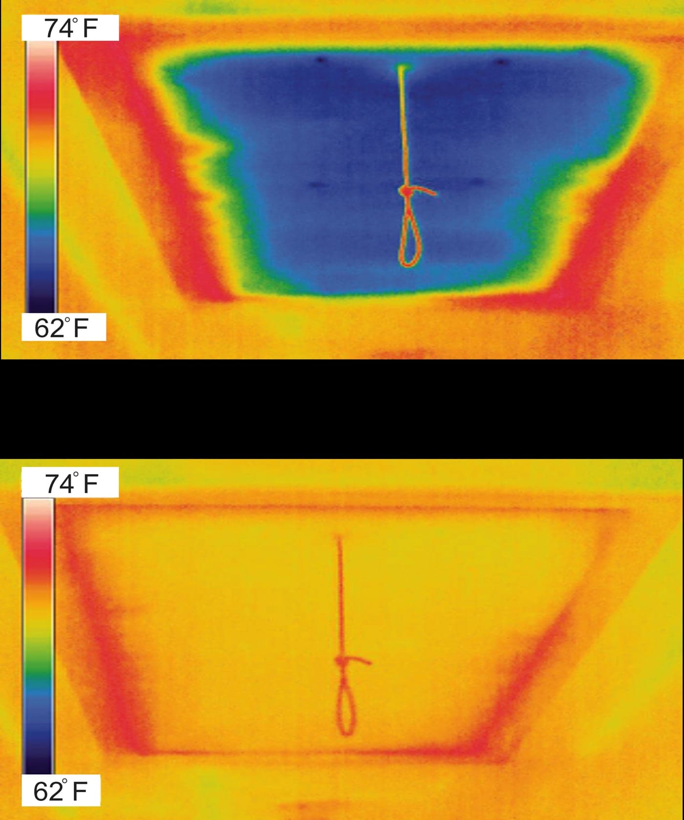 Thermal image showing the DraftMaster sealing attic heat loss