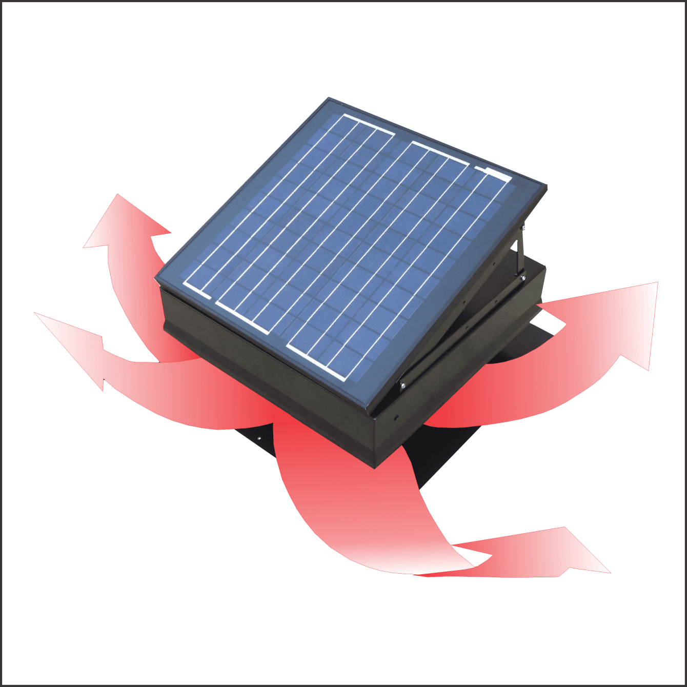 Solar fan diagram with airflow arrows